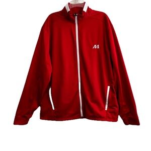 A4 Men’s League Full Zip Warm Up Jacket Red White Trim XL